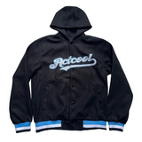 ACTCOOL HOODED BUTTON-UP BLACK BLUE & WHITE